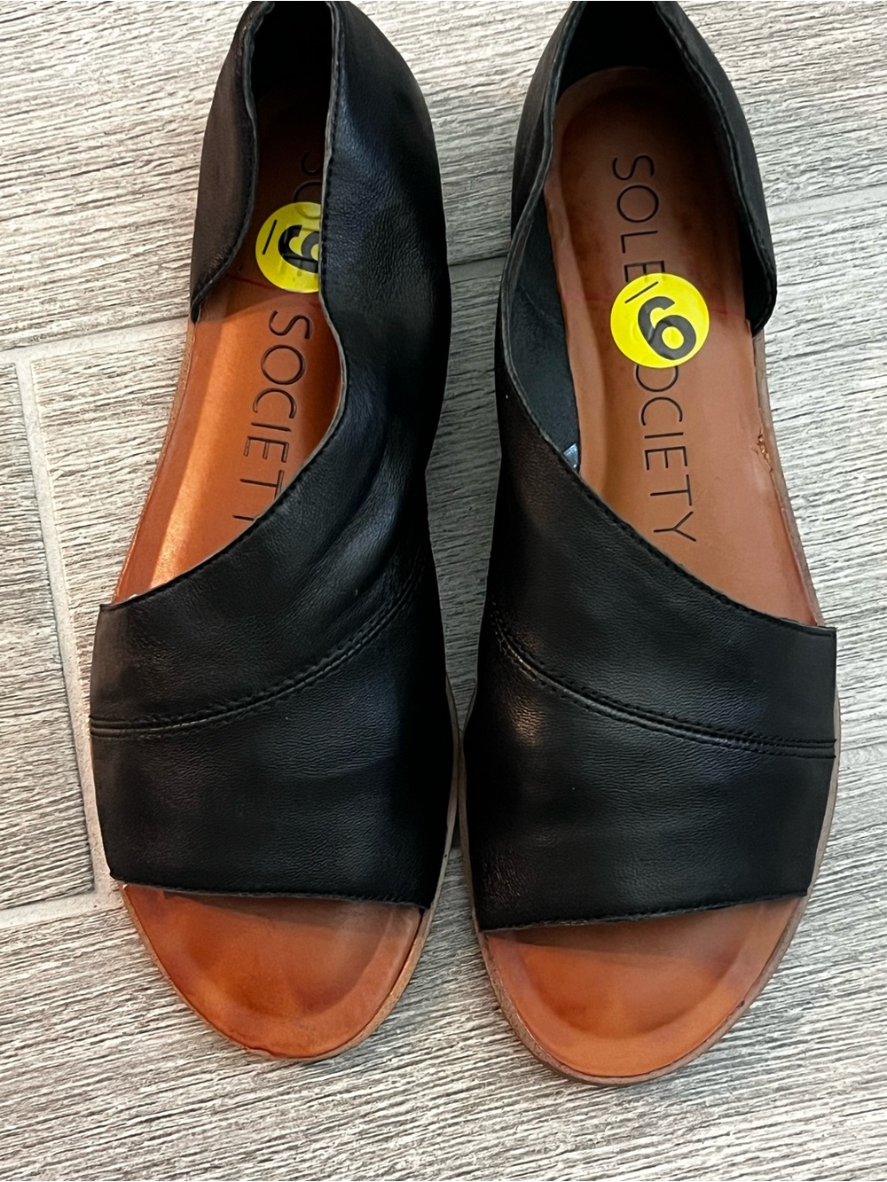 Sole Society Black Open-Toe D’ Orsay Leather Sandals - Picture 2 of 4